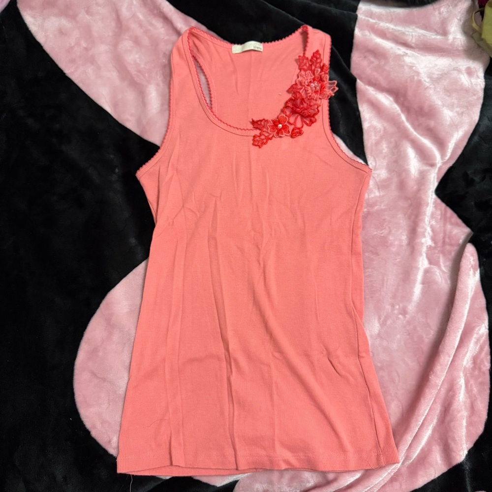 Siren’s Coral Sleeveless Top with Floral Detail